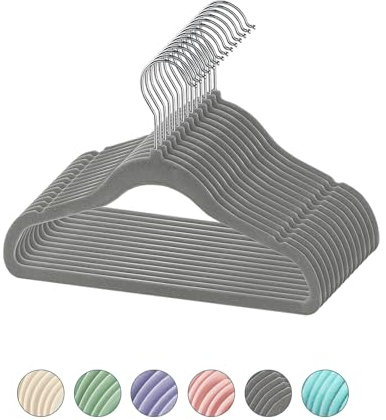 Homewit 10/20 Stück Kinder Kleiderbügel Samt| Kinderkleiderbügel Samt | Anti-Rutsch | 5 mm Dicke, platzsparend | 360° drehbarer Haken| Kleine kleiderbügel für Baby Kind, 30Lx21B cm