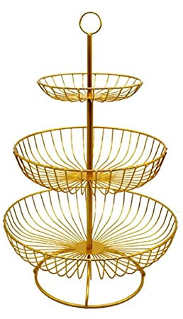ZJYWMM Metal Wire Fruit Etagere 3 Storchy - Fashion Multifunction Decorative Fruit Basket Stand for More Place on The Worktop - Large Socket Volume Fruit Bowl Kitchen Storage