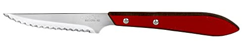 COFAN Pack 3 Cuchillo Chuletero Microdentado Hoja 10Cm Modelo Gulash Rojo