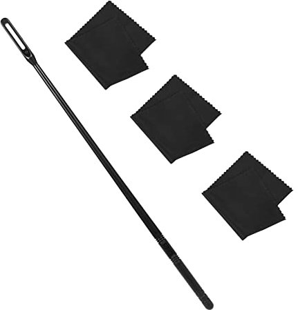Flötenreinigungsset, 3 Stück Reinigungstuch Flöte 1 Stück Flöte Reinigungsstab Flöten Reinigung Flute Cleaning Kit zum Einfachen Polieren Innenpflege (Schwarz)