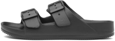 Shoe Zone - Womens Black Double Buckle EVA Sandals - Size 6 UK - Black