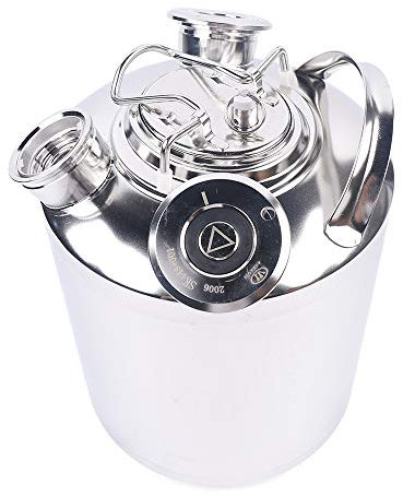 Frederimo 3-Kopf Reinigungsbehälter mit Deckel, 10L Zapfanlage Reinigungsgerät Bierreinigungsfass Edelstahl Bier Reinigungsbehälter für Bierzapfanlage