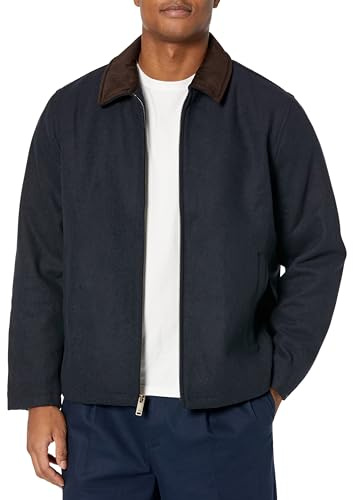 DOCKERS Men's Wool Blend Quilted Bib Jacket Coat, Navy, L