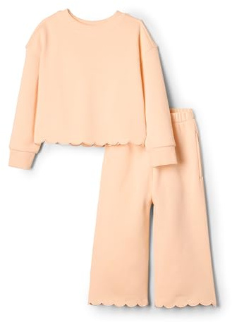Amazon Essentials Sofia Grainge, Set di Pantaloni e Top in Spugna Francese, da Bambina, Pesca Pallido, 4T