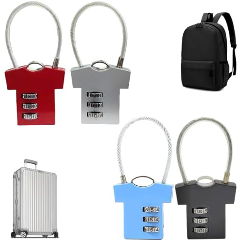 ZEPIQOR 4 Pièces Cadenas Code, Cadenas Valise Avion Petits, Petit Cadenas à Code Cable, Cadenas Code à 3 Chiffres, Cadenas à Combinaison, Cadenas a Code Casier, Serrure à Combinaison pour Vélo