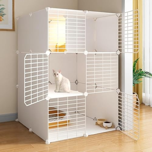 Kattvilla inomhus kattunge, avtagbar metallkennel, litet djurhus, gör-det-själv monterad kattlåda byggd för att hålla