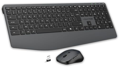 AD ADVANCE - X-Type, Ensemble Clavier Souris sans Fil Silencieux pour PC, Souris 1600 DPI, Clavier AZERTY, 112 Touches X Ciseaux, 12 Raccourcis Multimédias, Bouton Copilot AI, Hauteur Réglable, Noir