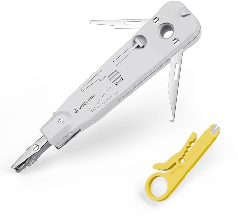VCELINK 5-in-1 Punch Down Tool, Upgraded Krone Tool with Mini Wire Stripper