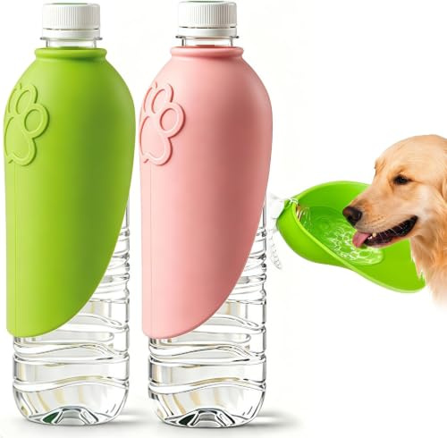 Cuenco de silicona para perros, 2 unidades, para botellas de PET, dispensador de agua portátil para viajes, a prueba de fugas, ligero y compacto, silicona de grado alimenticio