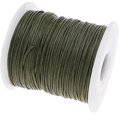 Perlin Cinta de cera de 1 mm, cordón de algodón encerado, cordón de algodón, para joyas, hilos de cera, hilo de macramé, hilo de cera, 75 metros, verde oscuro para pulseras de fabricación de joyas
