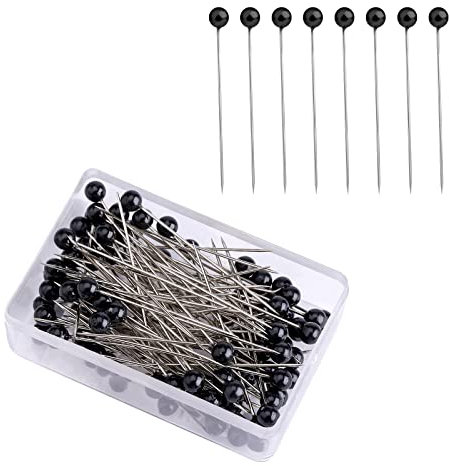 AIEX 100 Stück Nähnadeln, 4 cm, Kugelkopf aus Kunststoff, gerade Stecknadeln, für die Dekoration von Schmuck, Näharbeiten, Kunsthandwerk und Nähprojekte (schwarz)