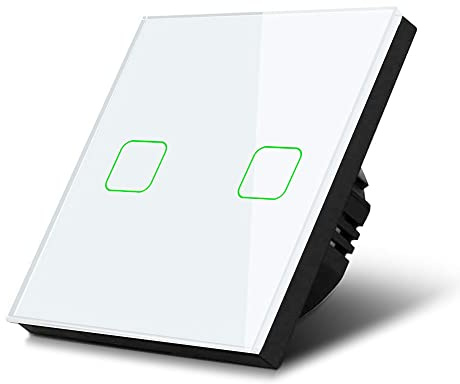 Maclean MCE712W - Interruptor de luz (2 vías, táctil, con cambio de color, retroiluminación LED, 2 vías, rectangular, color blanco)