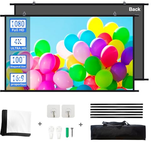 Projektionsleinwand 16:9 hängende Beamer-Leinwand 100-zoll Kinoleinwand für den Innenbereich mit 4K Full HD 3D Beamer leinwand Rollo für die Wandmontage Rollo-Leinwand