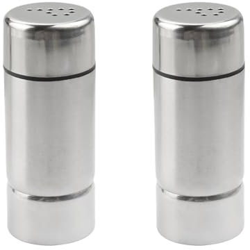 Tabanzhe 2 Pcs Stainless Steel Salt and Pepper Shaker Set - Salt and Pepper Pots for Home Kitchen, BBQ, and Restaurant Use,Refillable Empty Spice Bottle Dispensers