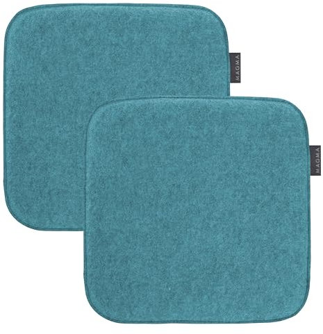 MAGMA AVARO Stuhlkissen/Sitzkissen 2er Set für Indoor und Outdoor, Öko-Tex Siegel, waschbar bis 30°C, 2 Stück, 35x35cm, Petrol
