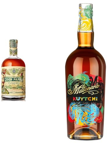 Don Papa Baroko und Ron Millonario Kuytchi I Aus Black Gold Melasse gebrannt I Außergewöhnlicher Rum mit Kupfernote I 40% Vol. I 2 x 700 ml