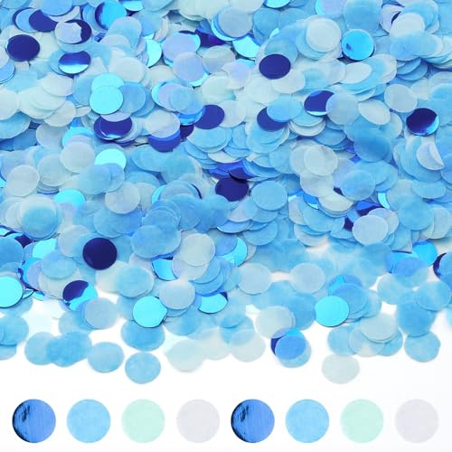 6000 coriandoli, 1 cm, blu, per compleanno, grandi coriandoli | Decorazione da tavolo rotonda, decorazione da tavolo per compleanni, matrimoni, feste (50 g)