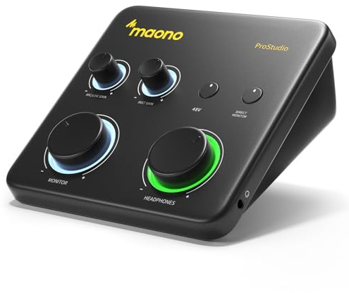 MAONO USB Audio Interface for PC: Interface with XLR Input 24-bit/192kHz Routing Software LOOPBACK ASIO Driver for Recording Music, Home-Studio, Guitar, Podcast, Streaming, DAW(PS22 Lite Black)