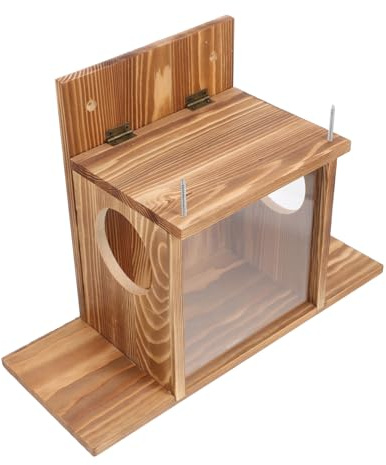 iplusmile Comedero para Ardillas De Madera para Exteriores Casa para Ardillas De Jardín Comedero para Hámster Contenedor De Comida De Exterior