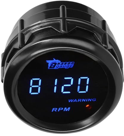LKRXW Bil Varvräknare 2 tum 52 mm Varvräknare Mätare 12V Blå Ljus Hastighetsmätare Bil Digital Hastighetsmätare Display Hastighetsmätare 0–9999 RPM