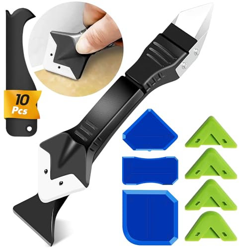 FOLAI Silikonentferner Werkzeug Set Silikon Abzieher - 3 in 1 Silikonpads Dichtungsdüsen ​für Küche Bad Boden Spüle Fenster Abdichtung