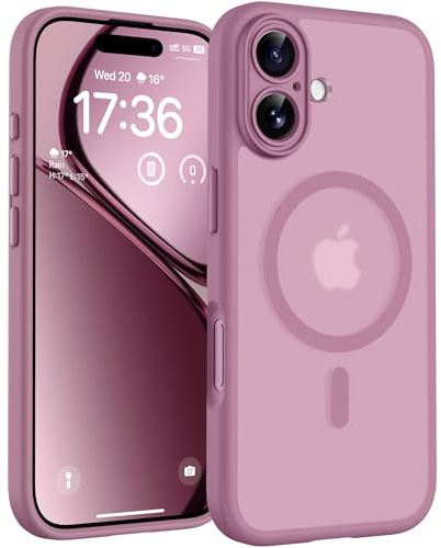 TOCOL Cover Magnetica per iPhone 17 6,3 Pollic, Compatibile con MagSafe, Anello Magnetico Incorporato, Protezione Fotocamera Integrata, Custodia Antiurto Traslucida Opaca, Lilla Viola