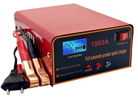 Cargador De Batería para Coche, Cargador De Mantenimiento Lento para Batería De Automóvil, Mantenedor Portátil con Compresor para Camión Tractor Coche Moto