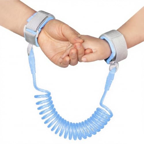 2.5M Correa Antiperdida de Niños,Correa de Muñeca Antipérdida para Niño Ajustable,Arnés de Seguridad para Bebe,Cordón Elástico para Actividades al Aire Libre, Azul