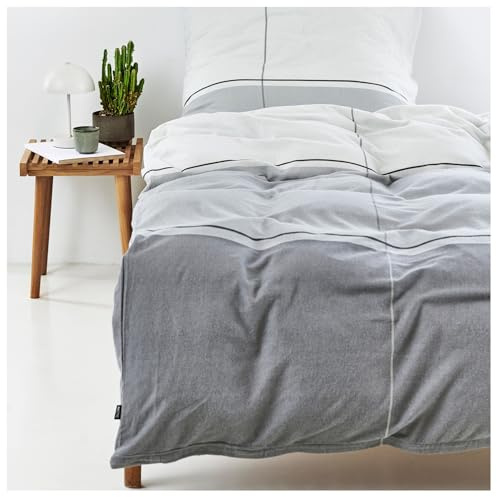 Arctic Bettwäsche 135x200 Biber/Flanell I Bettbezug aus 100% Baumwolle mit Oeko-Tex Standard 100 I Bettzeug 2tlg., inkl. Kissenbezug 80x80 I Nordisches Design aus Dänemark, Grau