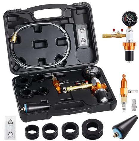 VEVOR Kit di Riempimento del Vuoto del Radiatore, Strumento di Riempimento per Sistema di Raffreddamento per Autoveicoli con Manometro, Cassetta degli Attrezzi Auto, Furgoni, SUV, Camion