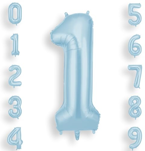 AOOSU Blue Helium Balloons, 40 Inches Number Balloons 1, Foil Birthday Balloon for Birthday Anniversary Wedding Party Decorations Celebration Supplies for Girls Women Men Boys
