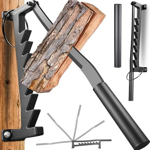 Wall Mounted Firewood Kindling Splitter, 2025 Upgraded 7-Tooth Kindling Splitter Wood, Portable Manual Log Splitter with Extended Handle & Short Handle for Camping, Household, Indoor, Outdoor