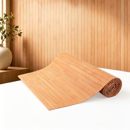 Pannelli da parete in bambù, 30 x 244 cm, decorazione da parete per interni, pannello in bambù naturale, per soggiorno, ufficio, cucina, rivestimento per soffitto