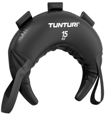 Tunturi Platinum Bulgarian Bag – 15 kg – Fitness-Sandbag für Krafttraining – Powerbag – Schwarz – Inkl. kostenloser Fitness-App