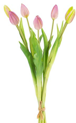 artplants.de Künstlicher Tulpenstrauß LONA, 7 Blüten, Flieder - grün, 45cm, Ø 20cm - Kunst Tulpen Strauß - Künstlicher Blumenstrauß