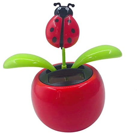 F Fityle Blumen Solar Wackelfigur Solarfigur Solarwackelfigur tanzende Figur Dekofiguren - Marienkäfer