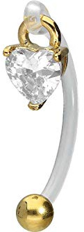 PIERCINGLINE PMFK Bananabell + acier chirurgical | Cristal Cœur | Piercing intime du ventre | Choix de couleurs, Acier inoxydable