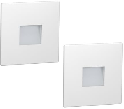 ledscom.de 2X LED stairlight/recessed wall Light FOW for Indoor and Outdoor use, Downlight, Square, 85 x 85 mm, Warm White