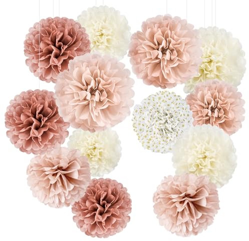 YBwanli deko seidenpapier pompons deko, bride to be deko, jga deko frauen, rosa deko, lampions hochzeit, tischdeko kommunion, Babyparty, gartenparty deko