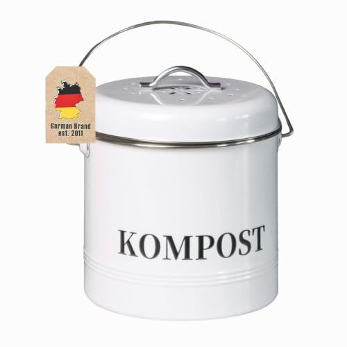 Intirilife Komposthink för köket - 21.5 x 19 x 20.5 cm - Fyllvolym på 3 liter - Behållare för sopor organiskt avfall inklusive 2 kolfilter lukttät med svängbart handtag