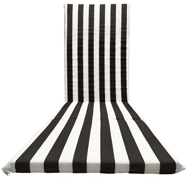 Il Tuo Artigiano Design Gepolstertes Kissen für Gartenliege Meer 165 x 50 x 3,5 cm Made in Italy - Ersatzmatratze gestreift Stuhl Liegestuhl aus Holz (weiß und schwarz)