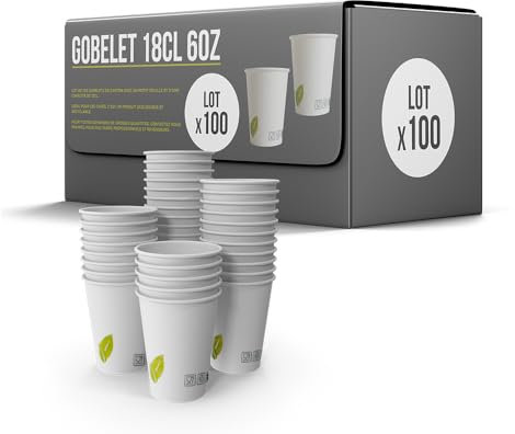 SPARKLERS CLUB Lot de 100 Gobelets 18cl / 6oz Jetables en Carton Blanc 100% Biodégradable - Gobelet à café en papier 180ml Thé et les Boissons Rafraîchissantes. Gobelets Boissons chaudes et froides
