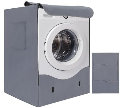 HAUSPROFI Couvre-machine à Laver pour Extérieur 420D – Couvercle Lave-linge Imperméable avec Protection Solaire – 60 x 64 x 85 cm – Gris