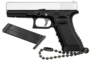 Zhongren G-17 Tactical Mini Pistol Keychain 1:3 Metal Pistol Shape Key Chain with Moving Parts Realistic Gun Model Collection Pendant Bag Charm (Silver)