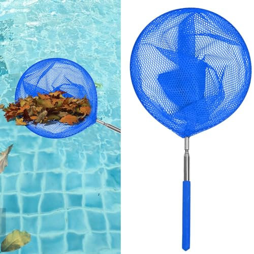 Rete da skimmer per piscina, retino telescopico per piscina, rete da pesca, retino per piscina, maglia fine con asta telescopica, per bambini