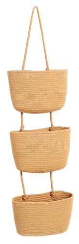 Alipis 3livello Organizer Portaoggetti Da Parete in Corda Di Cotone Intrecciata Resistente e Salvaspazio Per Porta e Muro Facile Da Installare Per Bagno Soggiorno e Camera