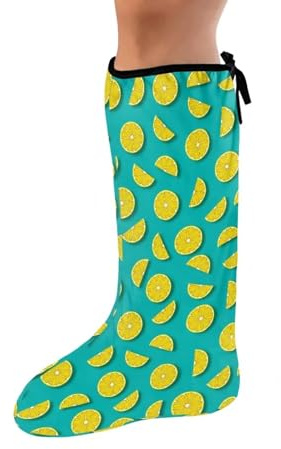 Gomyblomy Lemon Leg Cast Cover Cute Cast Sock Cover for Foot Decorative Leg Plaster Sleeve Medium Short Foot Cast Covers for Adults Kids Cast Protector for Leg Foot-L