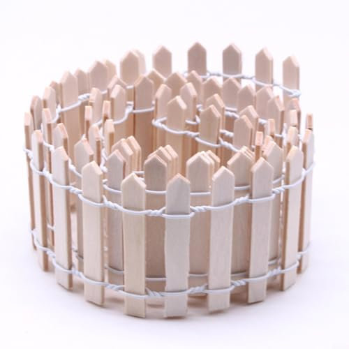 FACAIIO Recinzione in legno, 90 x 5 cm, recinzione da giardino in miniatura per giardinaggio, vasi per piante grasse e in miniatura, accessori paesaggistici (colore naturale)