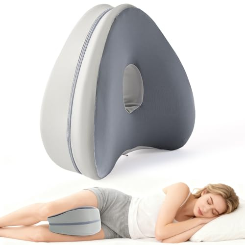 Dioxide Almohada Piernas Dormir, Almohada Rodillas para Dormir(Gris Oscuro)