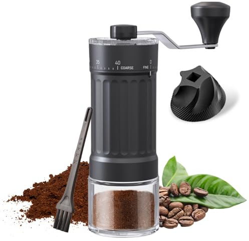 Moulin À Café Manuel, Moulin À Expresso Manuel, Moulin Café Avec Broyeur Conique Réglable, Avec Capacité De 30 G, 40 Niveaux Réglables, Acier Inox Pour Voyage, Camping, Bureau, Expresso, Noir